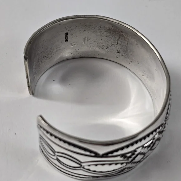 Handcrafted Sterling Silver Native American Cuff Bracelet – A Legacy in Metal - Picture 6 of 12
